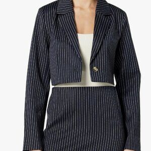 The Drop Women's Navy Pinstripe Cropped Blazer Size 5X (32-34)